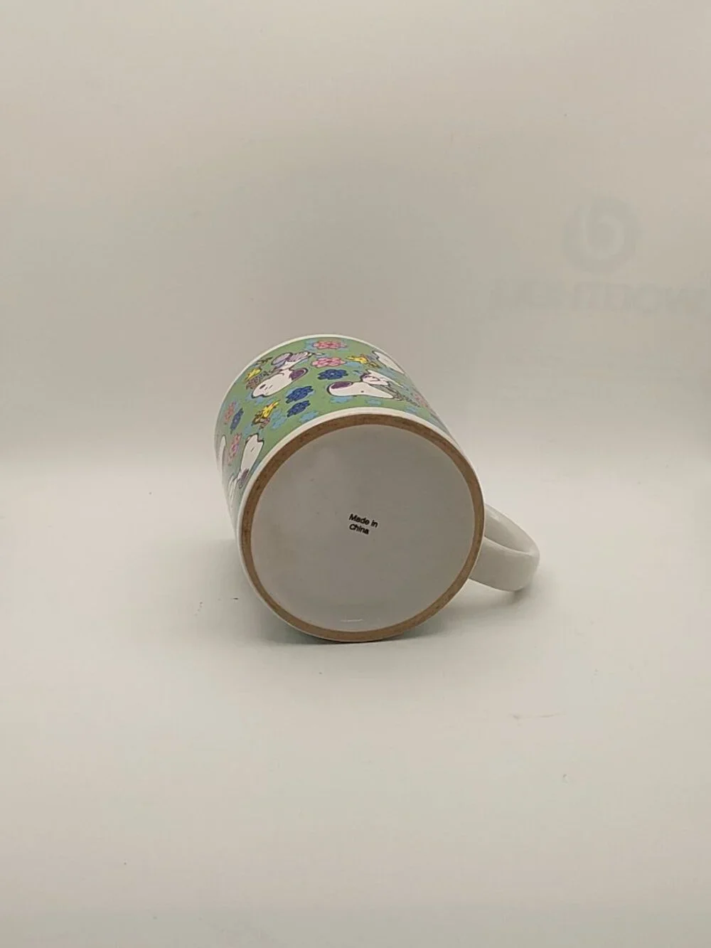 Peanuts Snoopy & Woodstock Ceramic Coffee Mug Stop To Smell The Flowers Green